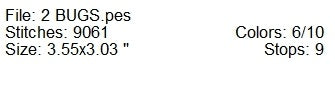 2 Bugs machine embroidery design
