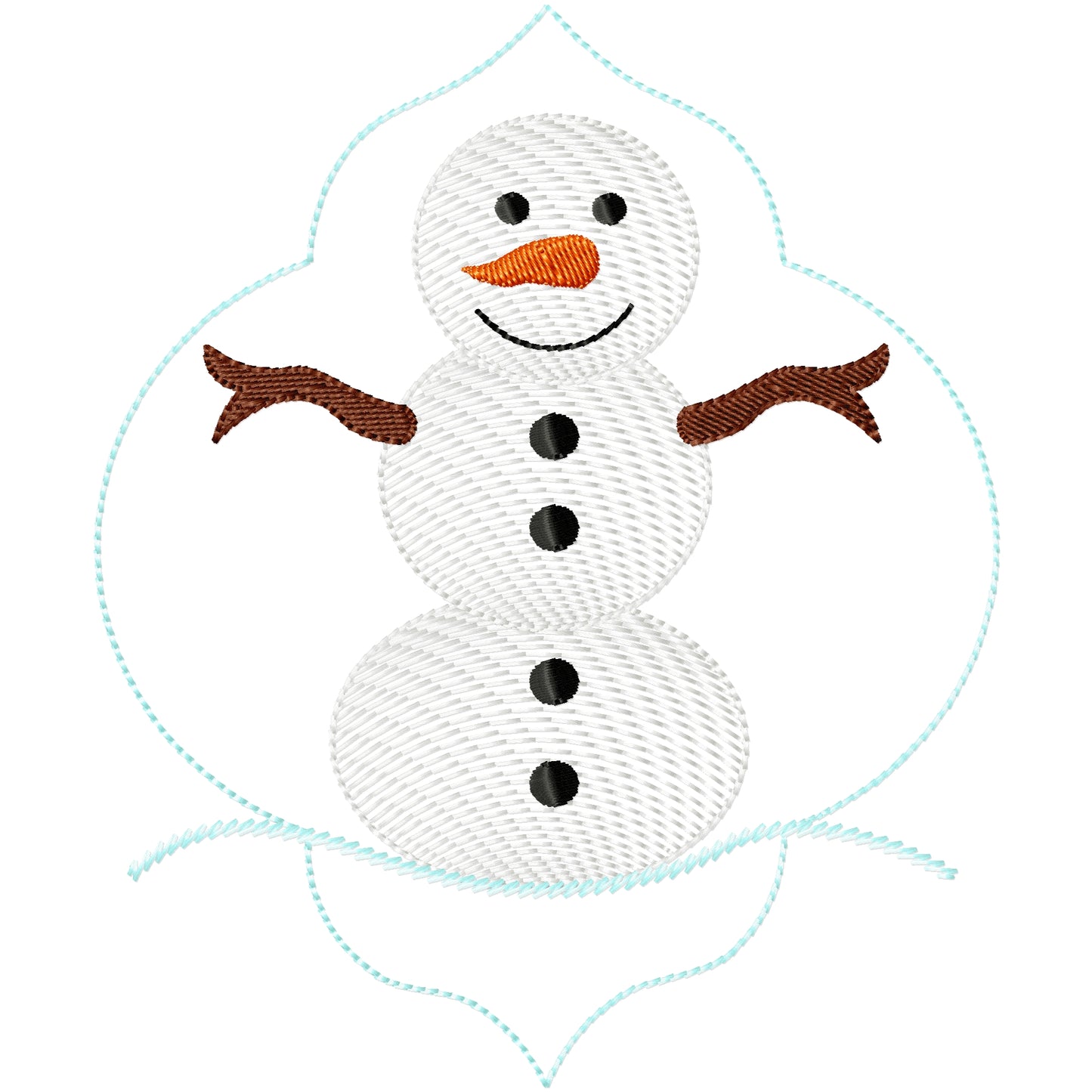 New snowman in frame machine embroidery design 3 sizes