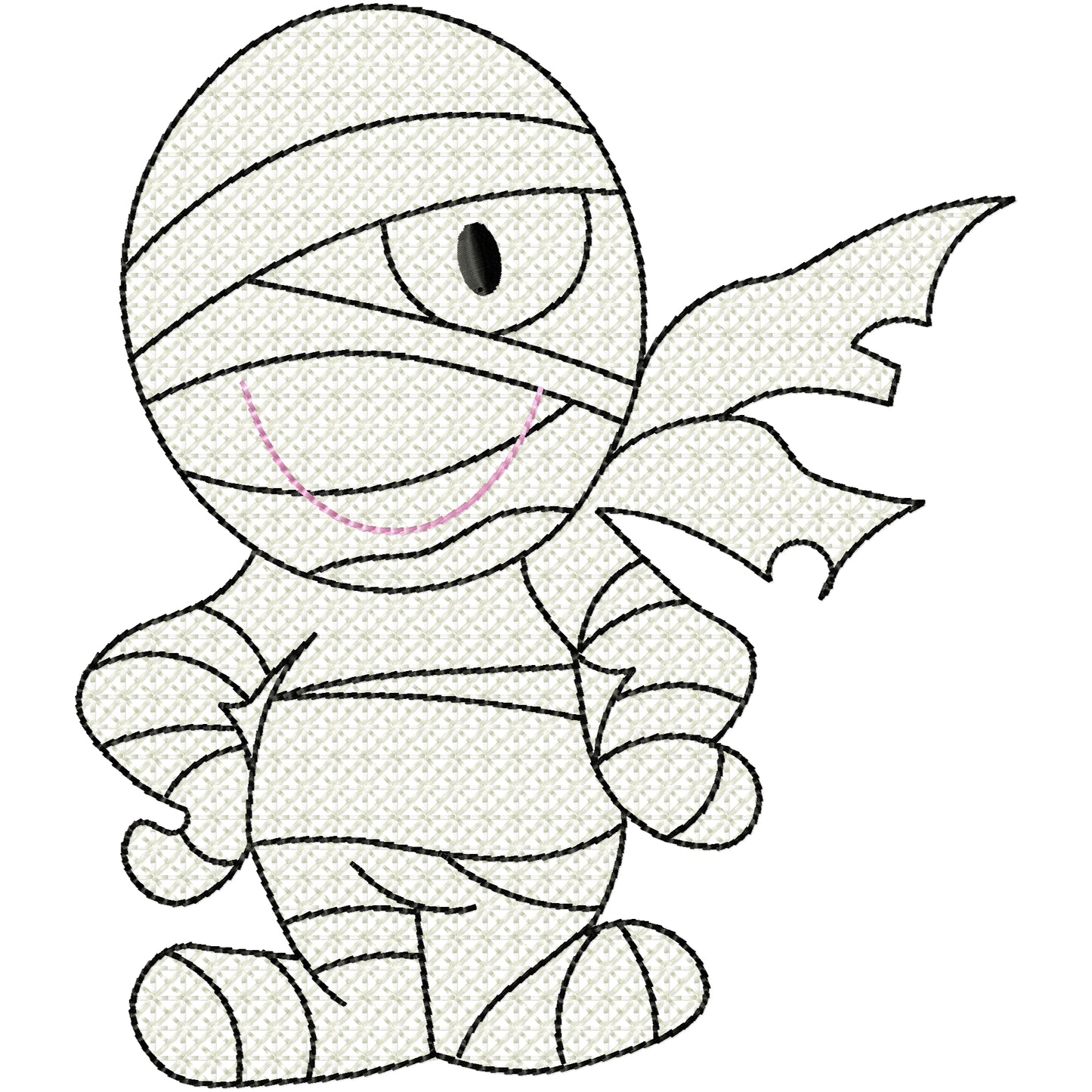 All wrapped up mummy Halloween machine embroidery design 3 sizes