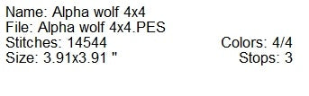 Alpha wolf machine embroidery design
