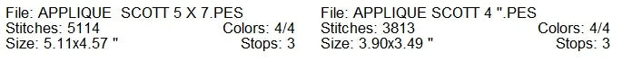 Applique Scott machine embroidery design 2 sizes