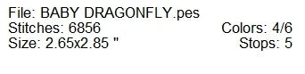 Baby dragonfly machine embroidery design