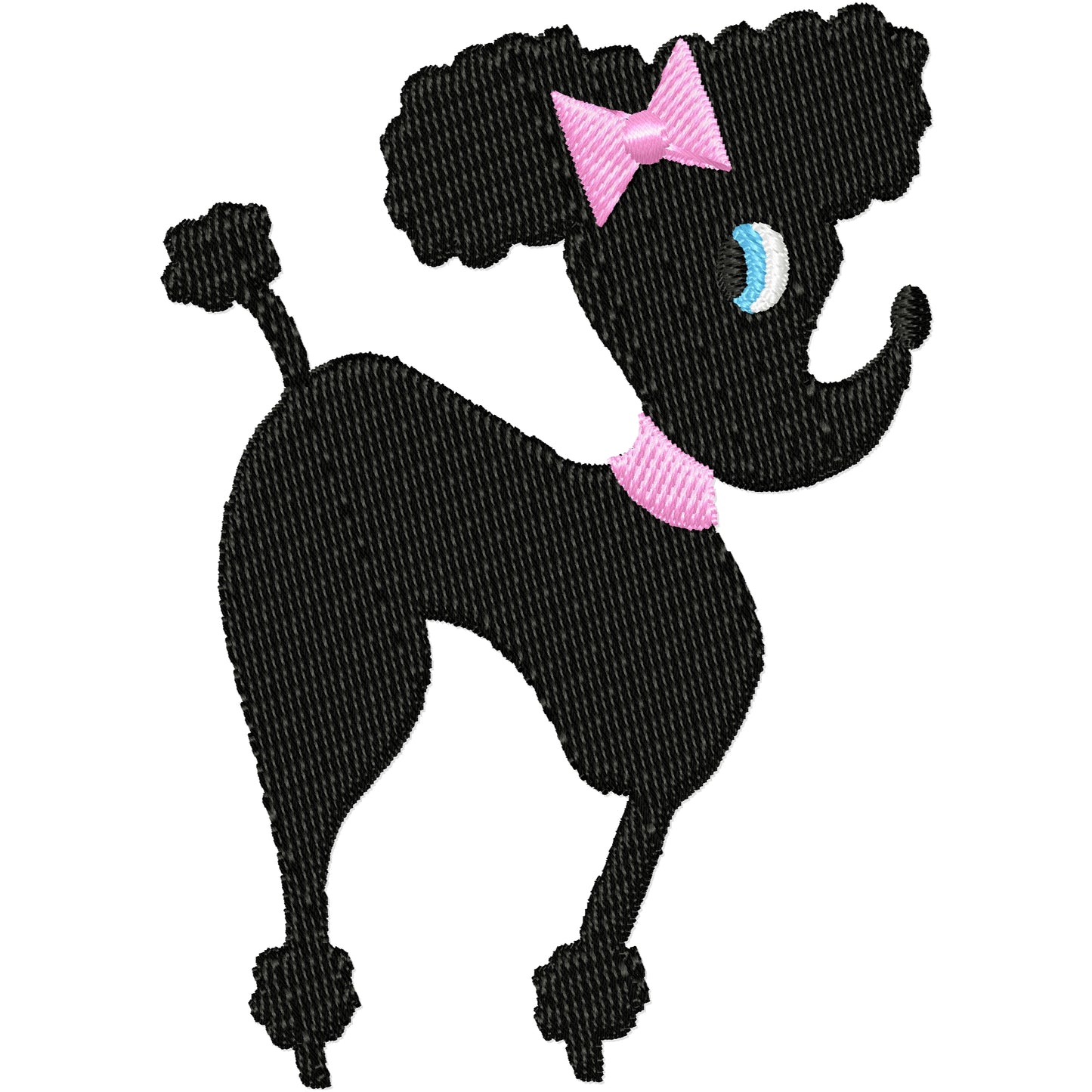Vintage style Black Poodle Machine embroidery design