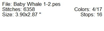 Baby whale 1-2 machine embroidery design