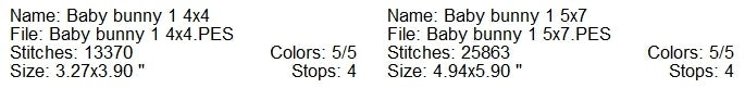 Baby bunny 1 machine embroidery design 2 sizes