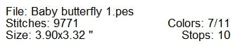 Baby butterfly machine embroidery design