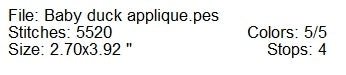 Baby duck applique machine embroidery design
