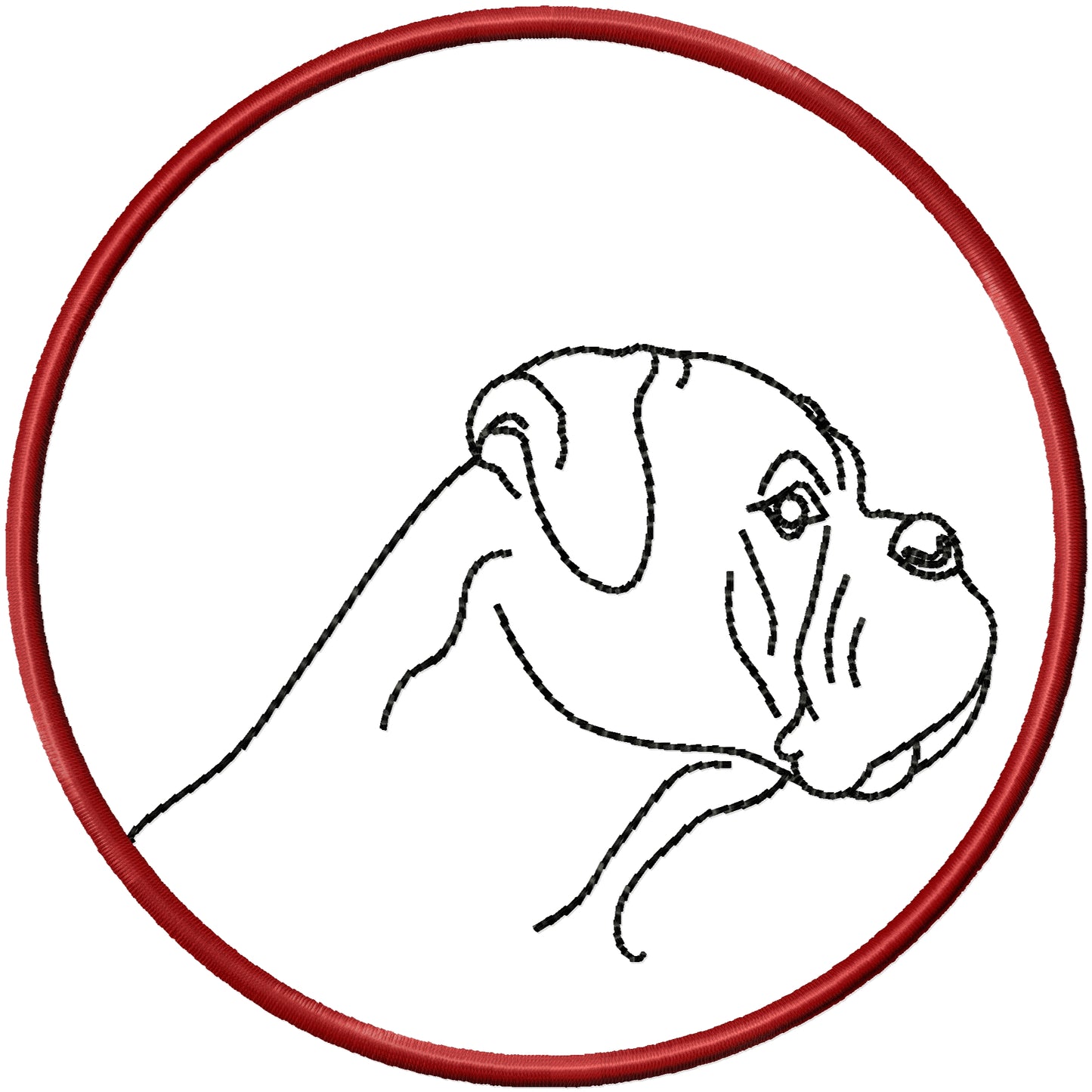 ITH Boxer profile coaster machine embroidery design