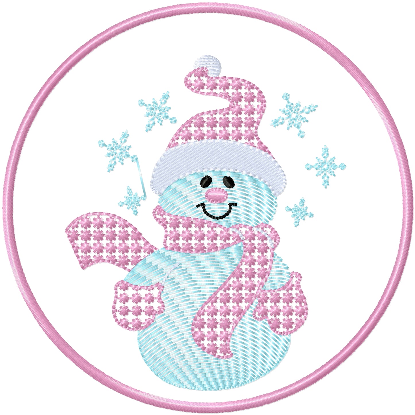 ITH Cute candlewick Snowman Coaster machine embroidery design