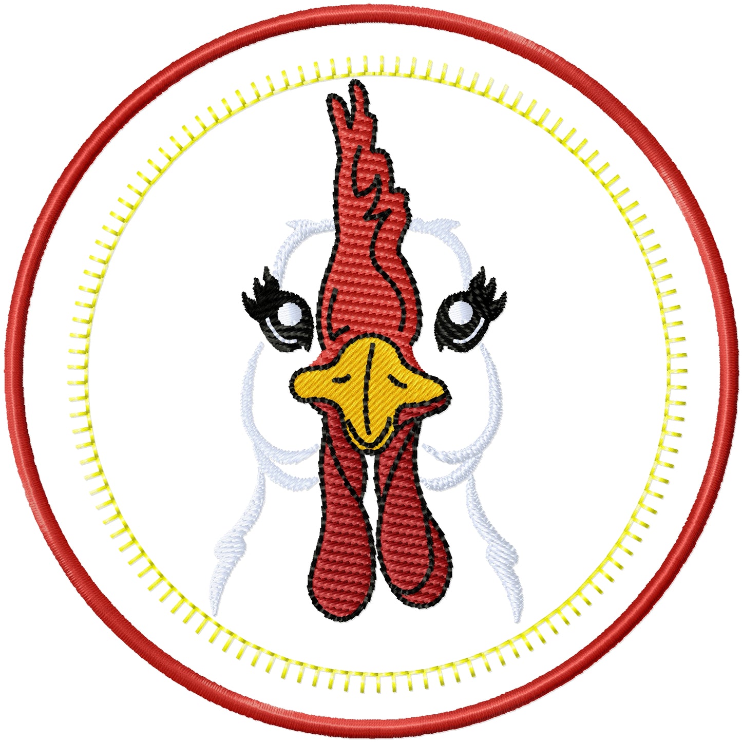 ITH Chicken face coaster machine embroidery design