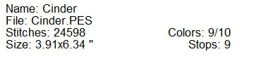 Cinder princess machine embroidery design
