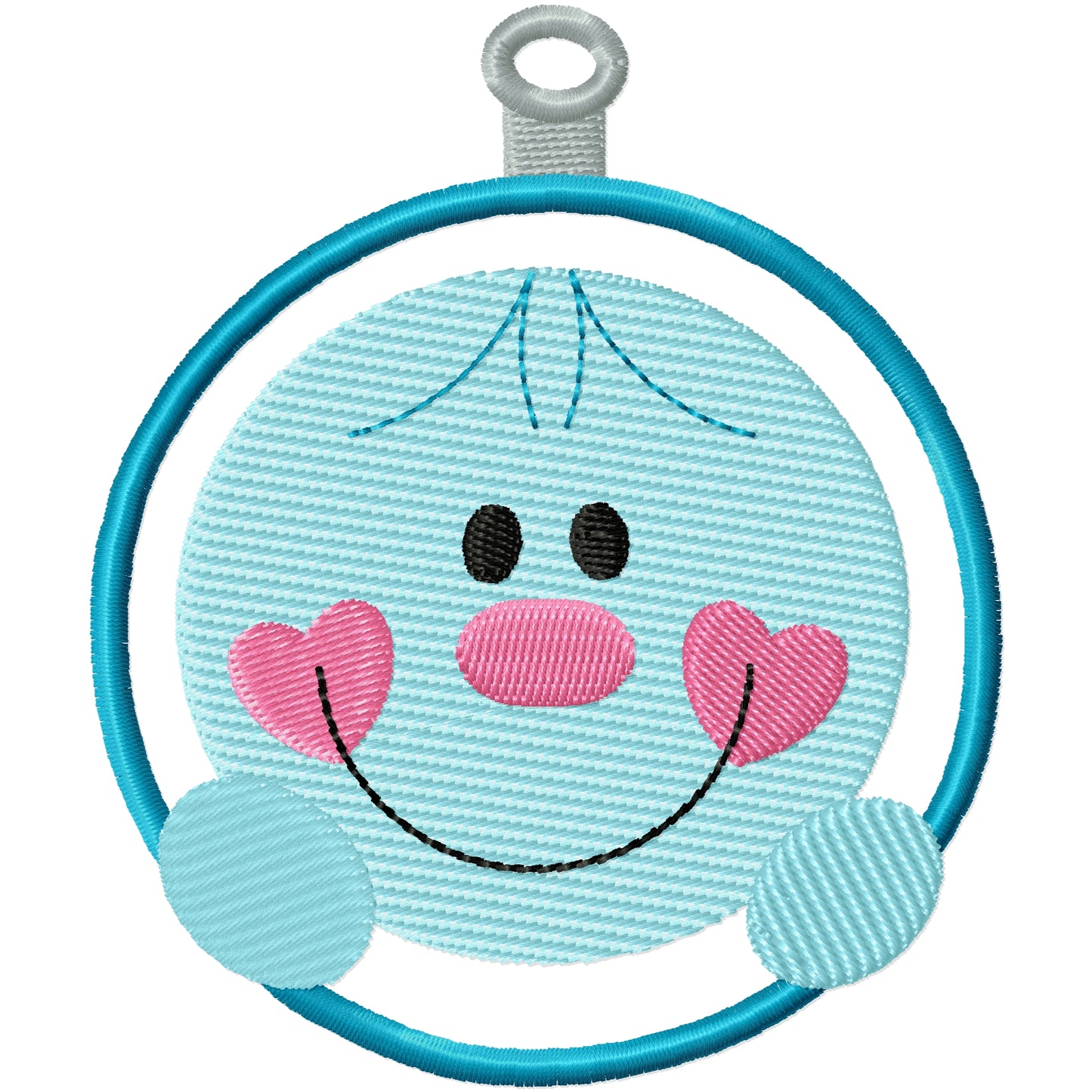 Cute snowman applique ornament machine embroidery design