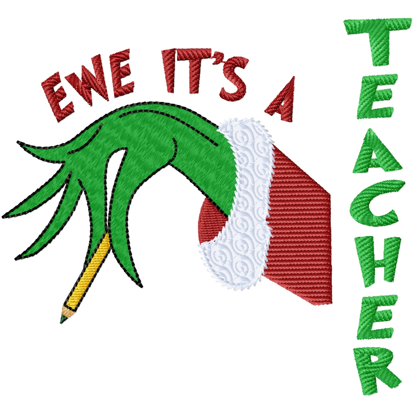 EWE it's a teacher Christmas machine embroidery design 2 sizes