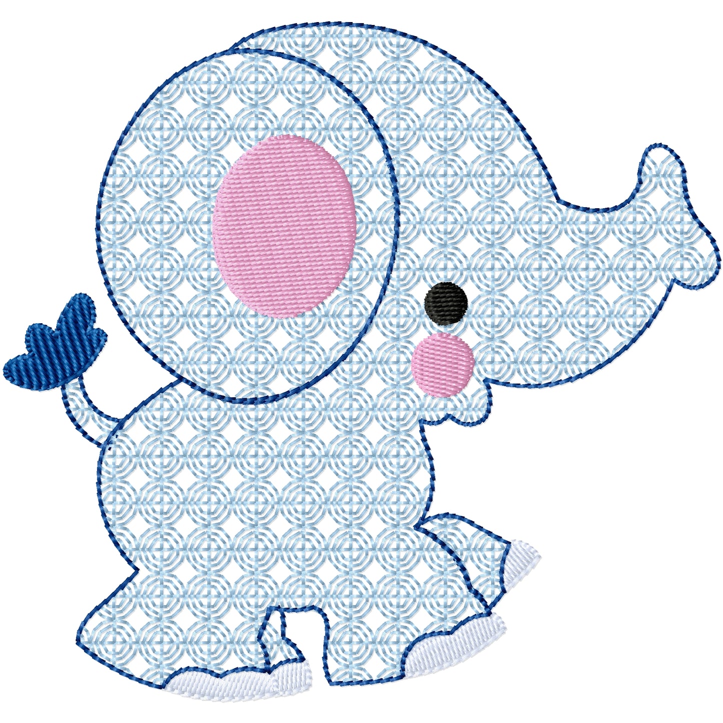 Fancy baby elephant machine embroidery design 2 sizes