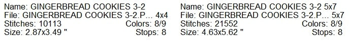 Gingerbread cookies 3 machine embroidery design 2 sizes