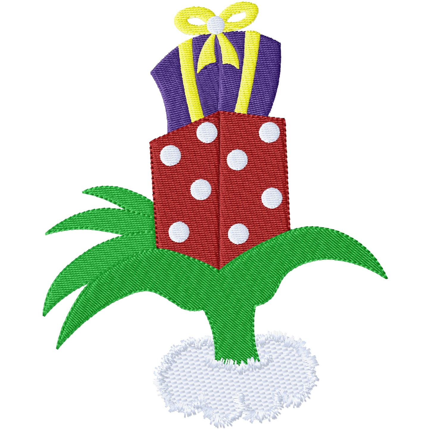 Holding gifts Grinch hand Christmas machine embroidery design 2 sizes