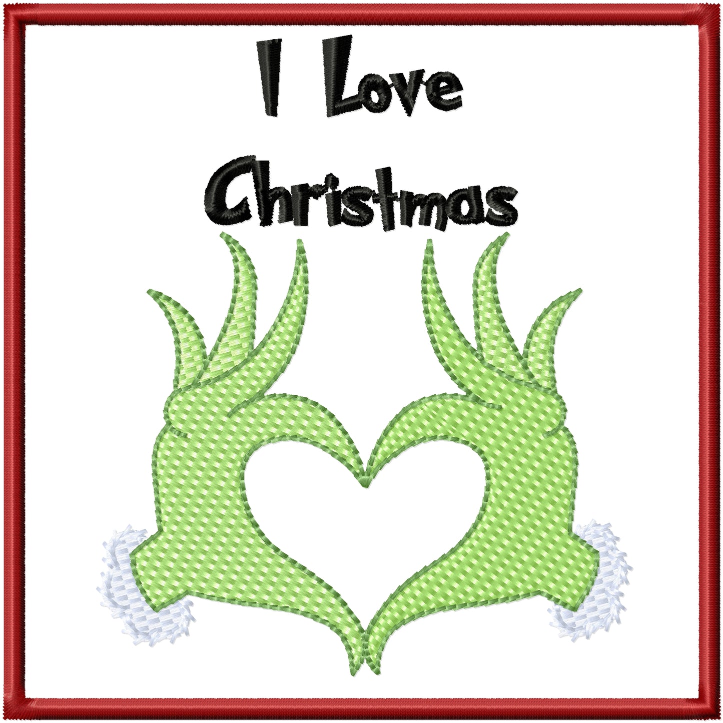 ITH I love Christmas coaster machine embroidery design