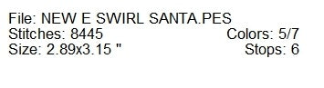 New E swirl Santa machine embroidery design