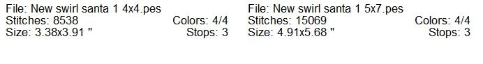 New swirl beard Santa machine embroidery design 2 sizes