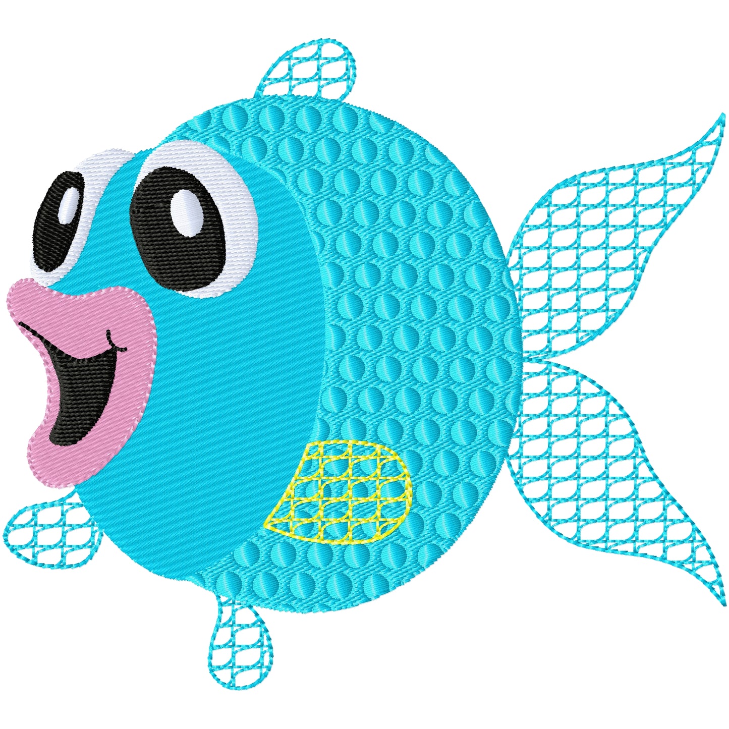 New Bubbles the fish machine embroidery design 2 sizes