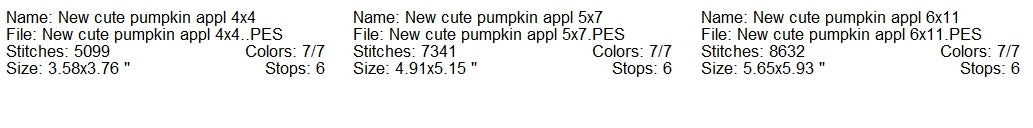 New cute pumpkin applique machine embroidery design 3 sizes