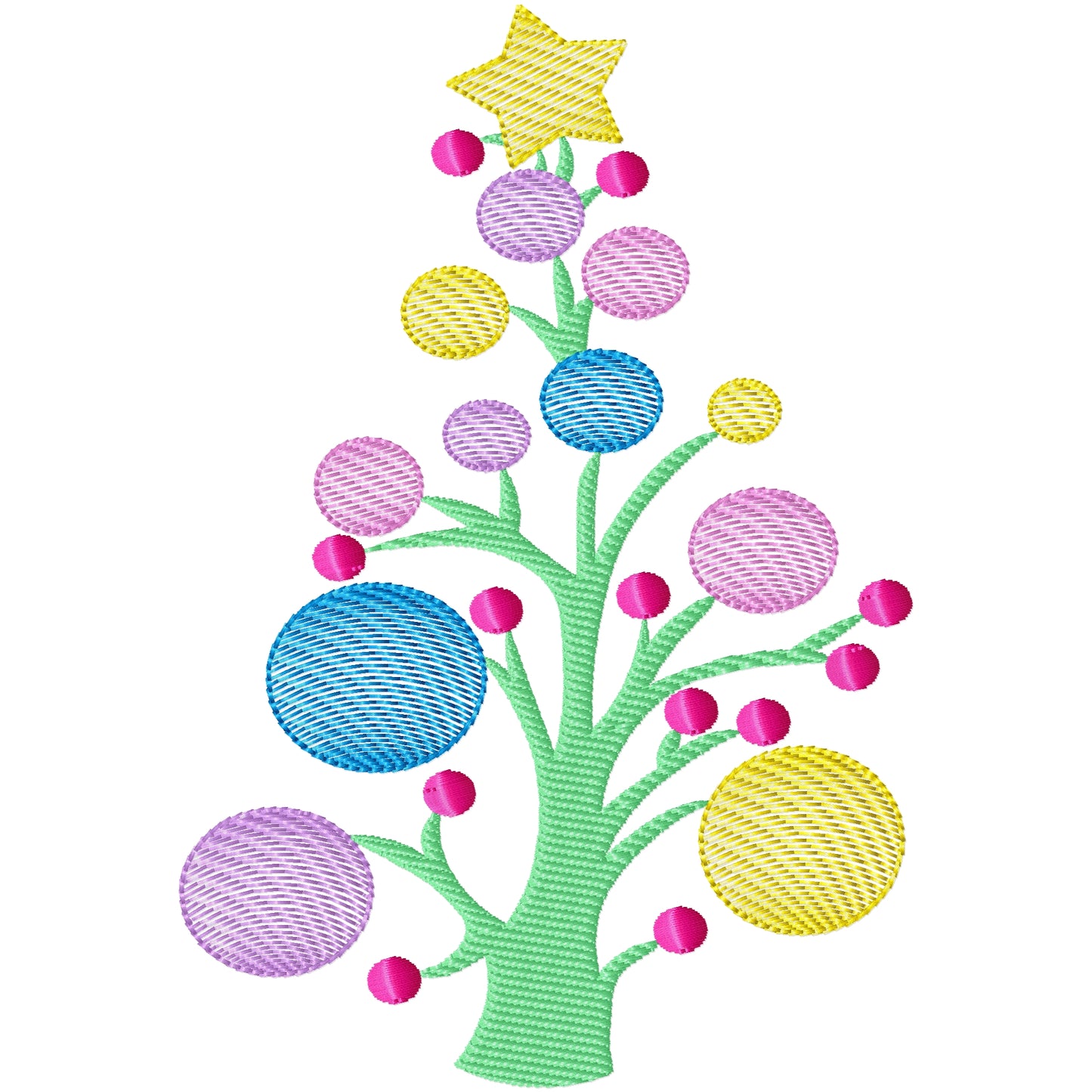 New pastel Christmas tree machine embroidery design 3 sizes