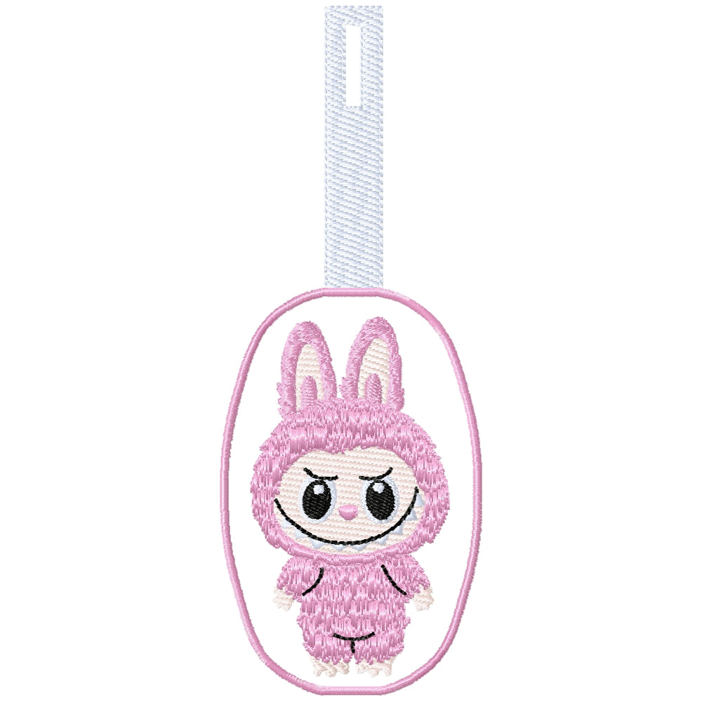 ITH Pink La boo boo key chain machine embroidery design 3 sizes