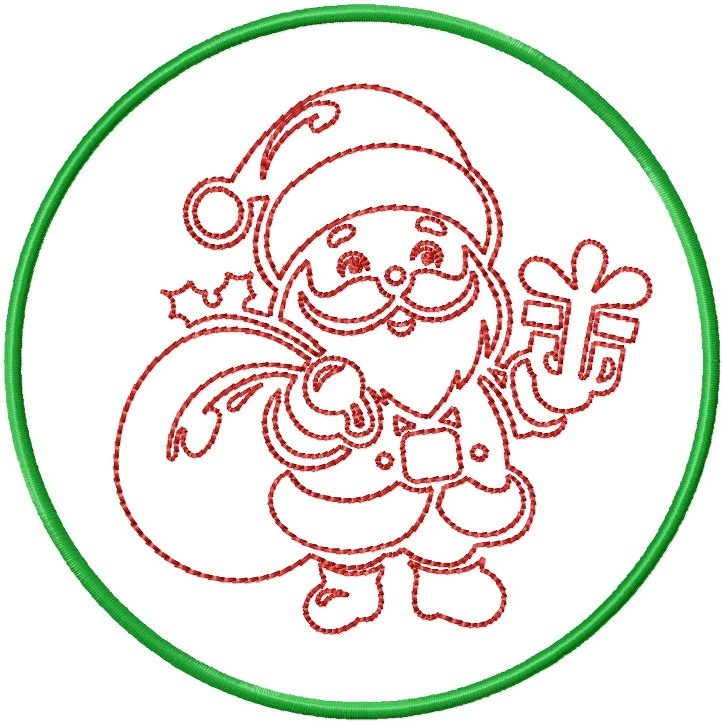ITH Red work Santa Coaster machine embroidery design