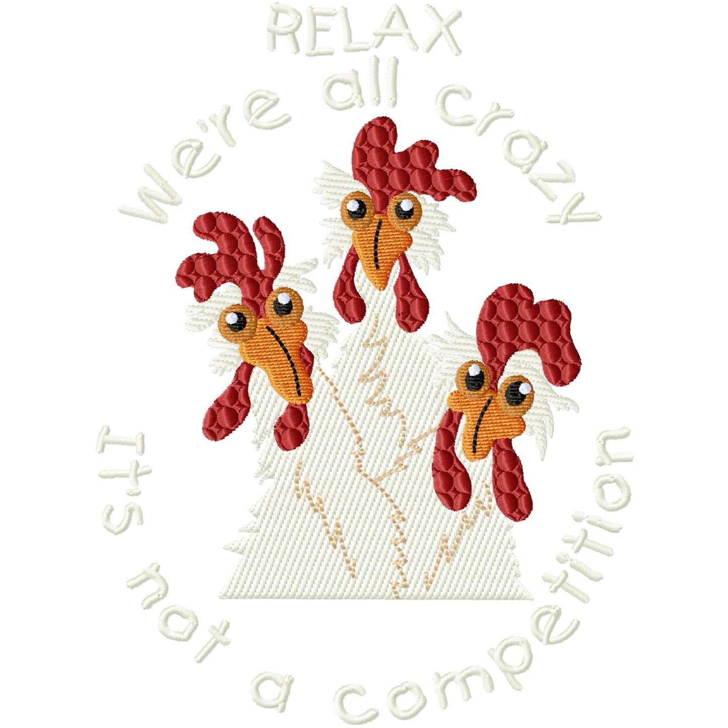 Relax chickens machine embroidery design 2 sizes