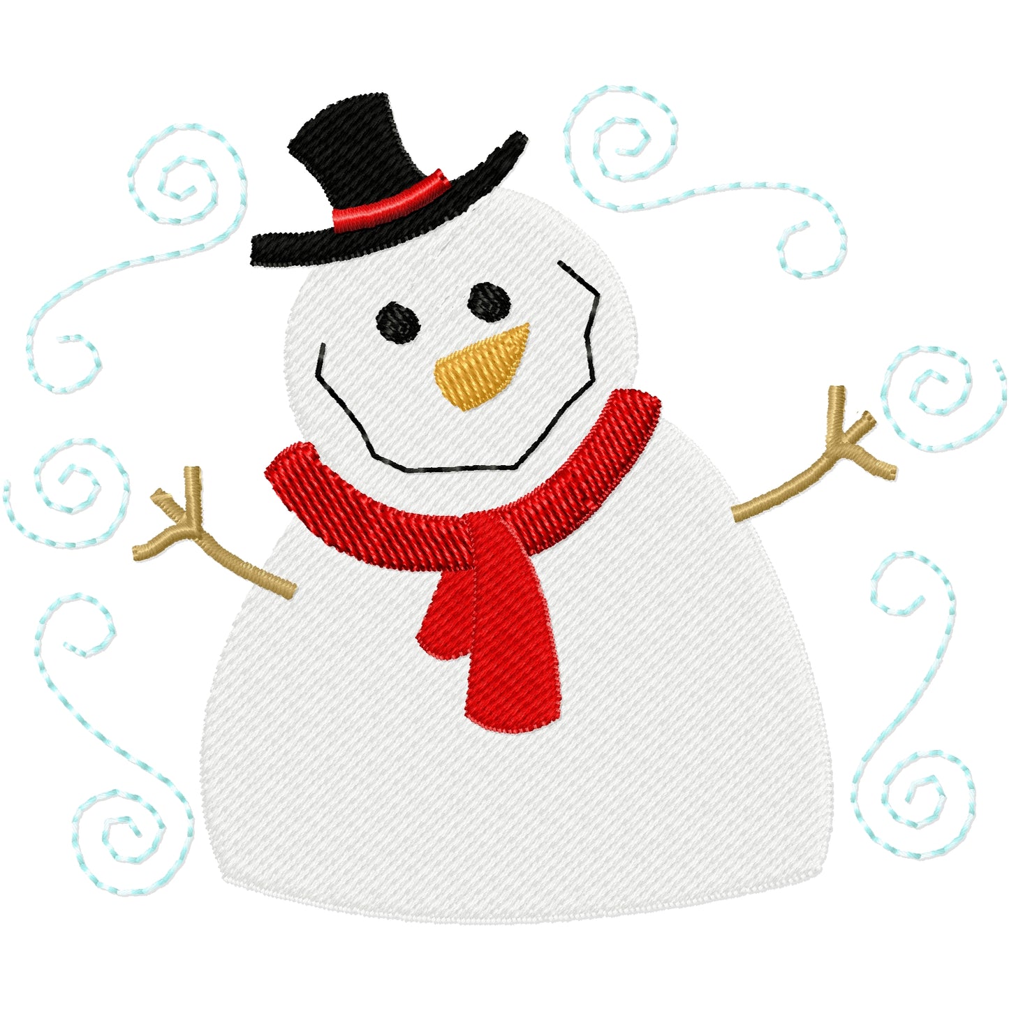Swirly snowman machine embroidery design