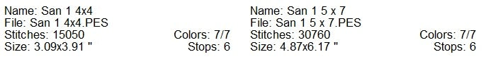 San 1 Santa machine embroidery design 2 sizes