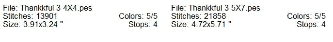 Thankful & Blessed machine embroidery design 2 sizes
