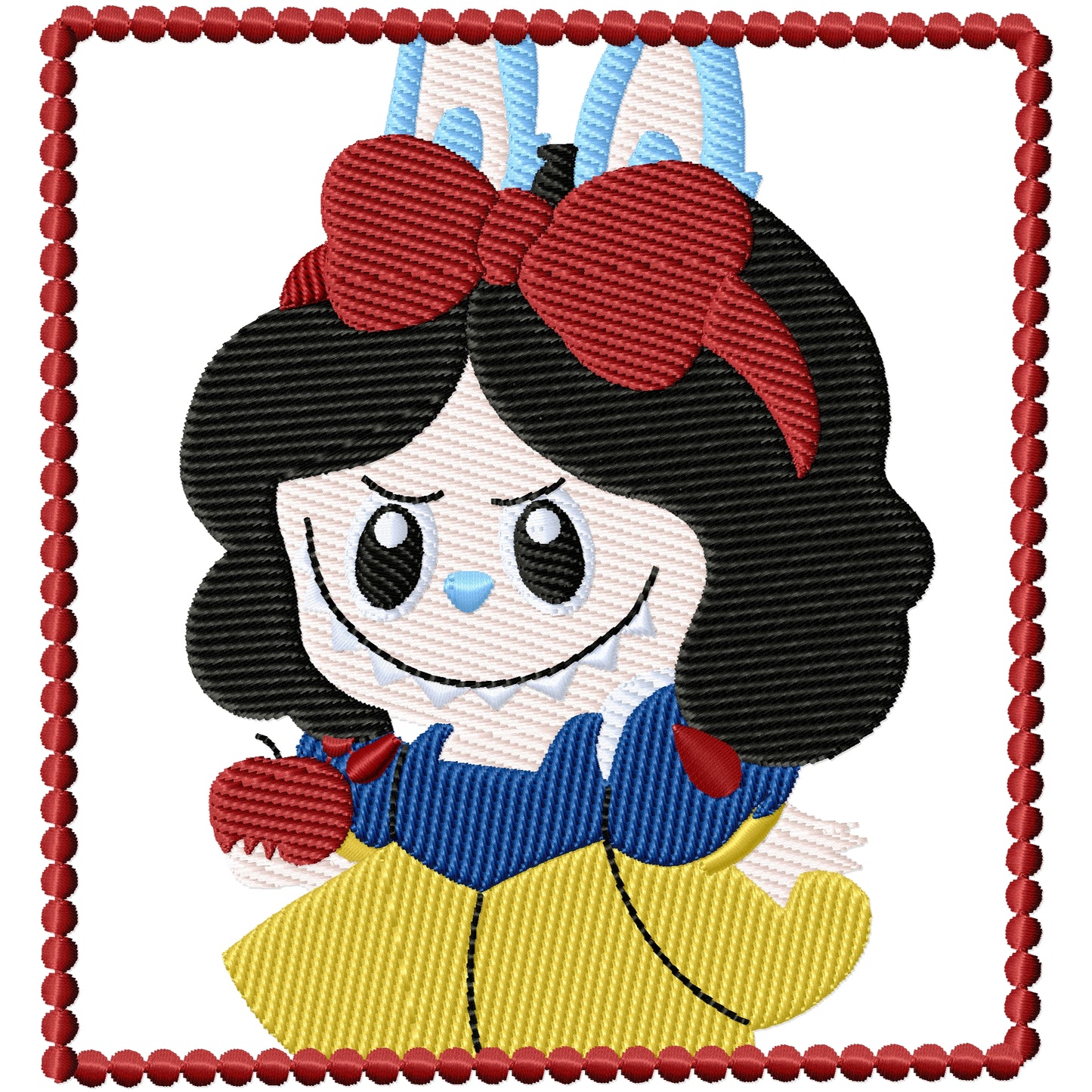 White Laboo monster machine embroidery design 2 sizes