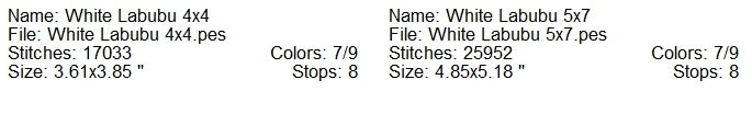 White Laboo monster machine embroidery design 2 sizes