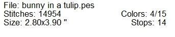 Bunny in a tulip machine embroidery design
