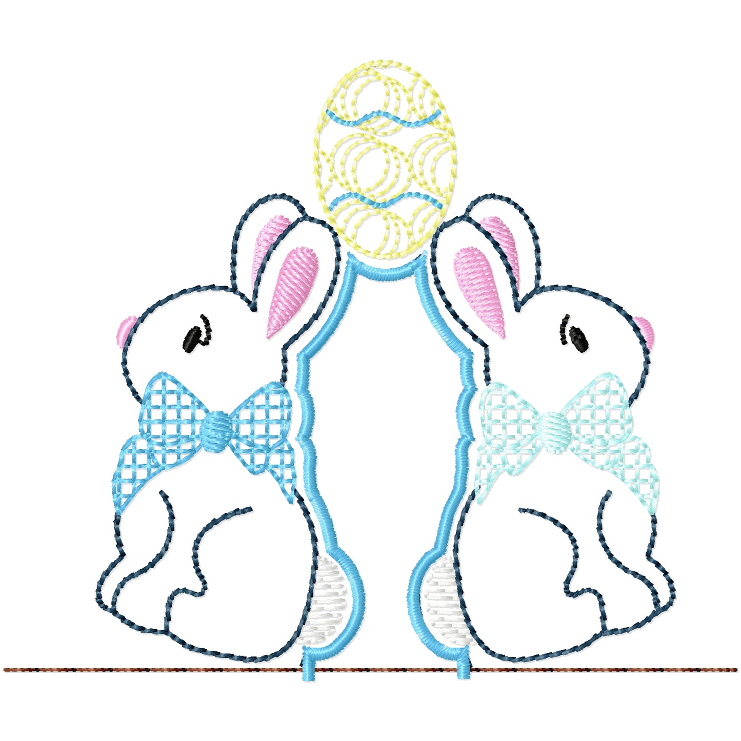 2 Bunnies side shirt machine embroidery design