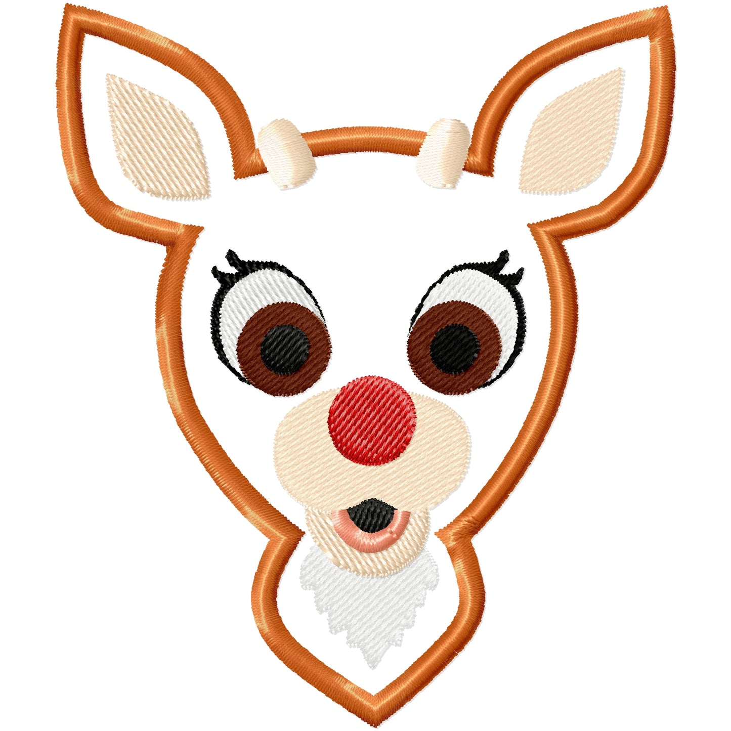Applique reindeer face machine embroidery design