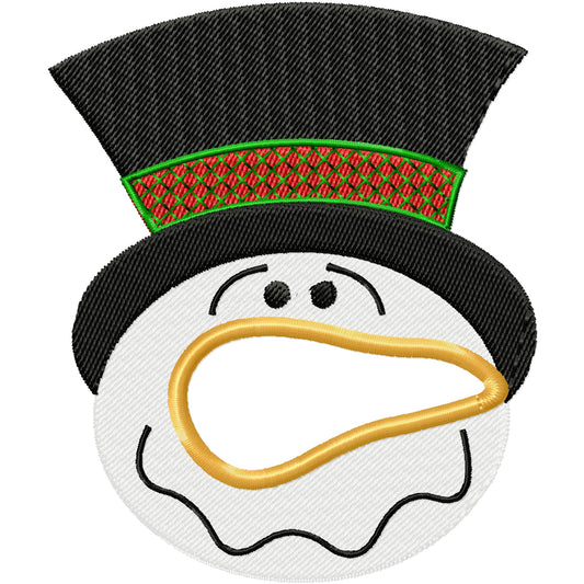 A real sweet snowman face applique nose machine embroidery design