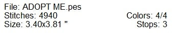 Adopt me machine embroidery design