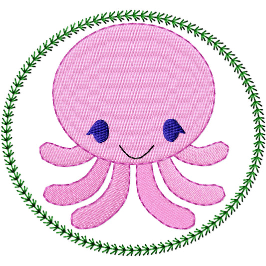 AP octopus machine embroidery design 2 sizes