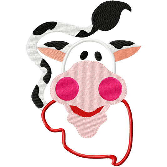 Applique cow face machine embroidery machine design