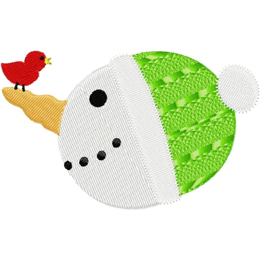 Arthur the snowman with bird on nose machine embroidery design