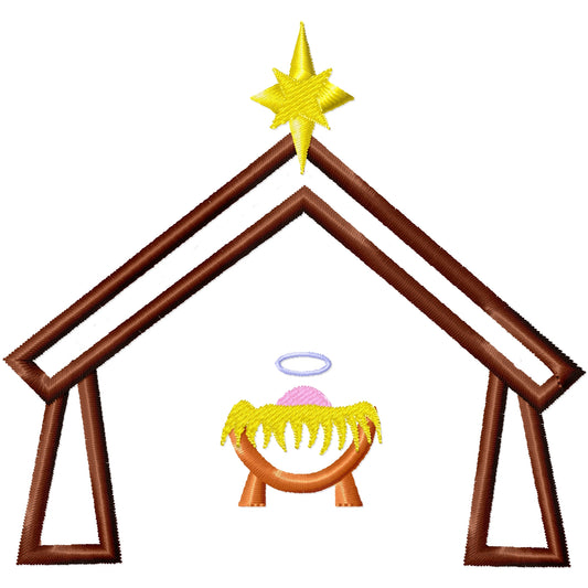 Away in a manger applique machine embroidery design