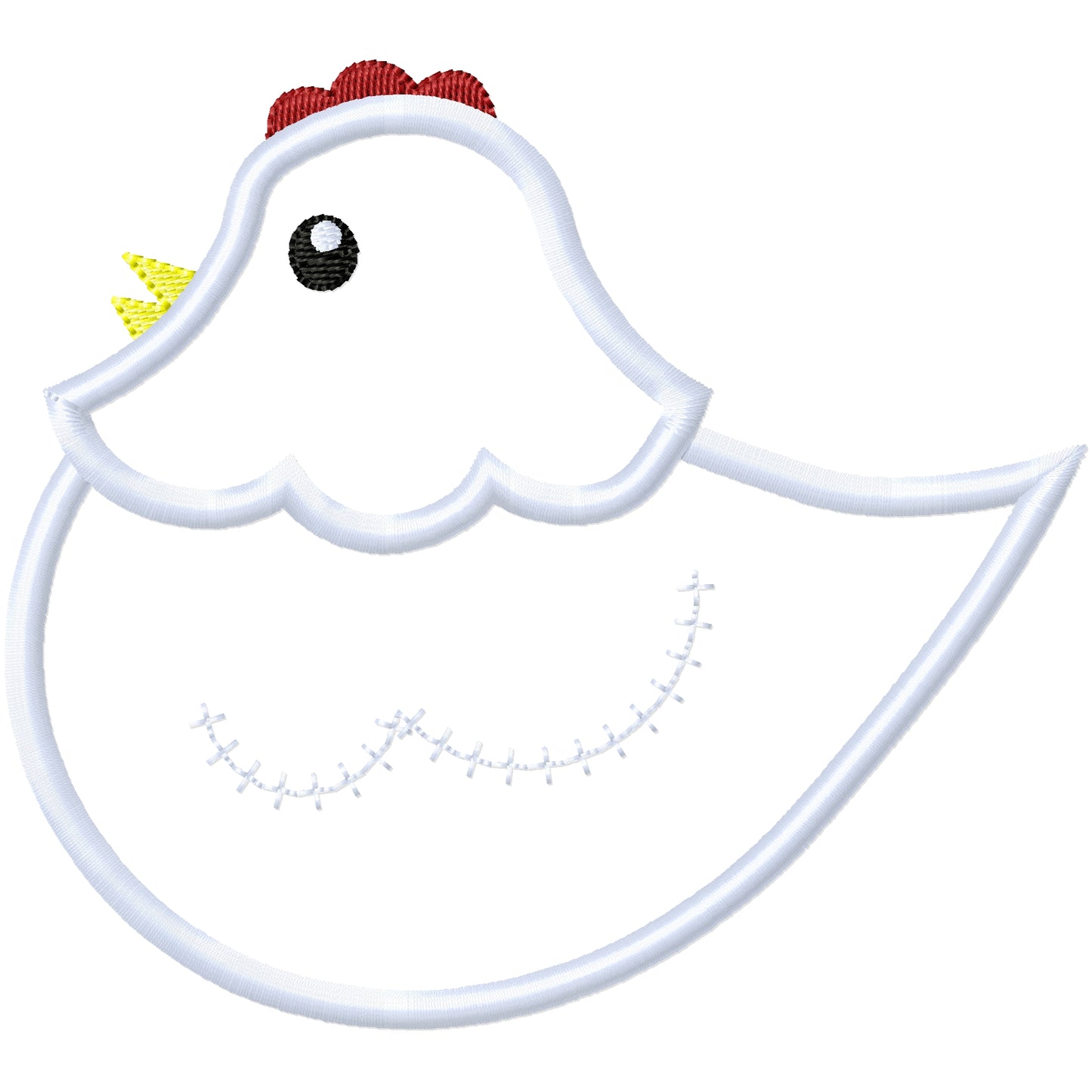 Applique chicken 1 machine embroidery design 2 sizes
