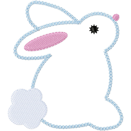 Applique blue bunny machine embroidery design
