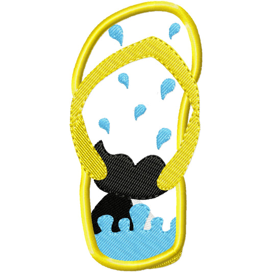 Appliqued flip flop 3 machine embroidery design