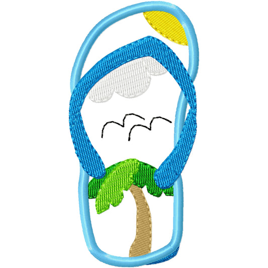 Appliqued flip flop 4 machine embroidery design