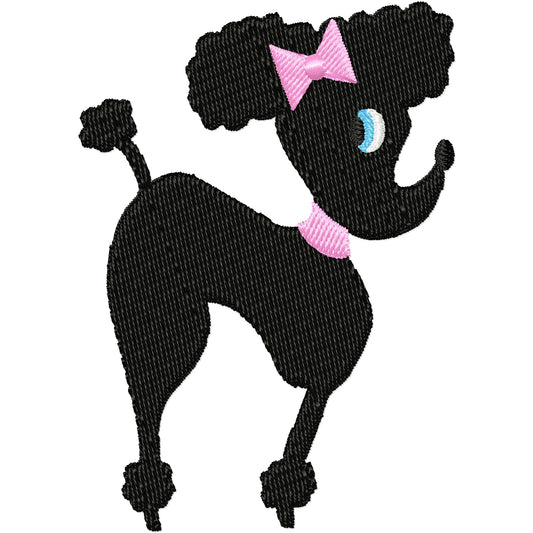 Vintage style Black Poodle Machine embroidery design