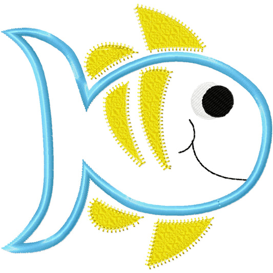Cute yellow and blue applique fish