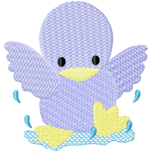 Blue bird bath machine embroidery design